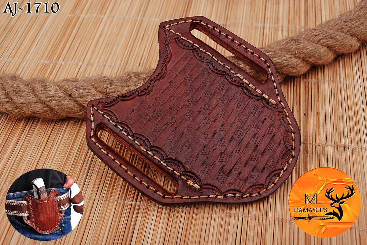 CUSTOM HANDMADE COW LEATHER SHEATH FOR FOLDING BLADE KNIFE SURVIVAL EVERYDAY CARRY 1710