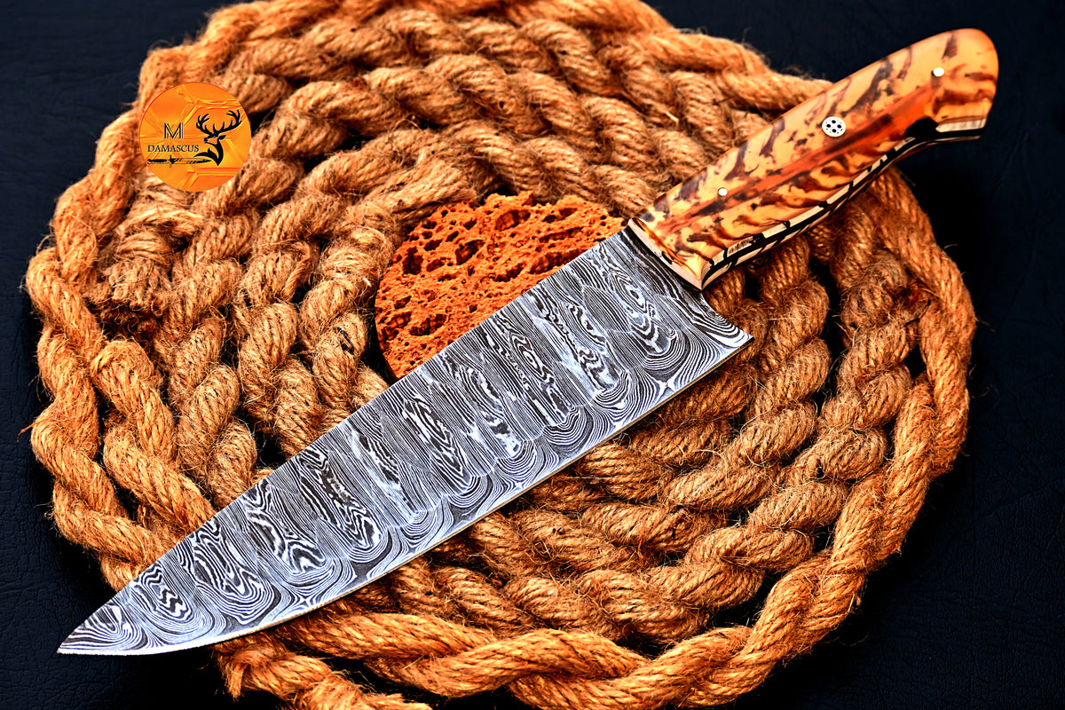 CUSTOM HANDMADE FORGED DAMASCUS STEEL CHEF KNIFE Kitchen-Knives Cutlery PINECONE HANDLE 2795