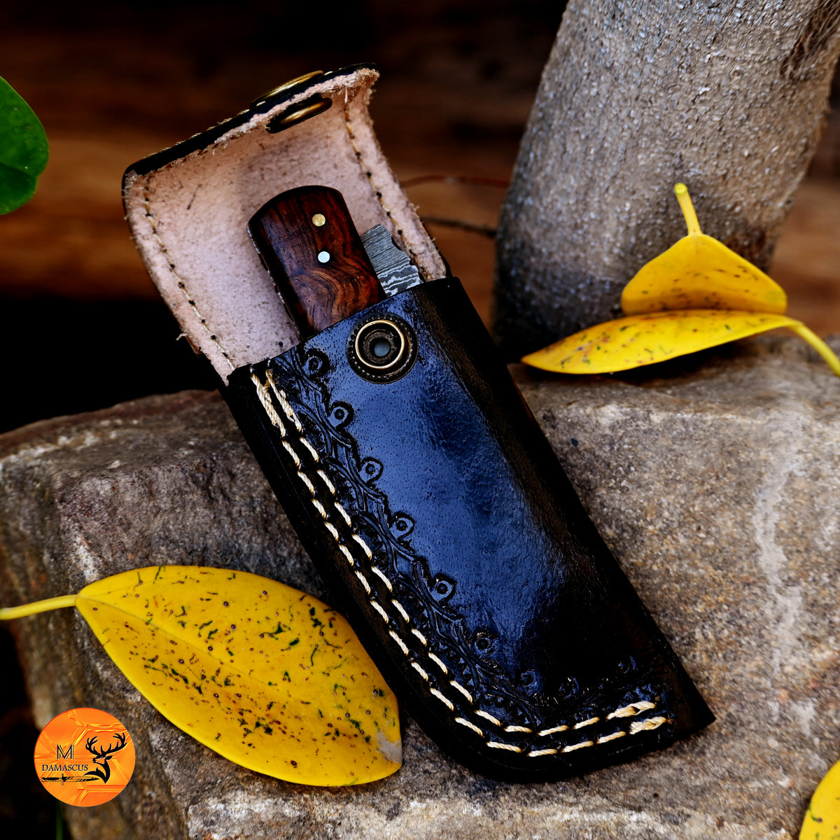 CUSTOM HANDMADE COW LEATHER SHEATH FOR FOLDING BLADE KNIFE SURVIVAL EVERYDAY CARRY 2757