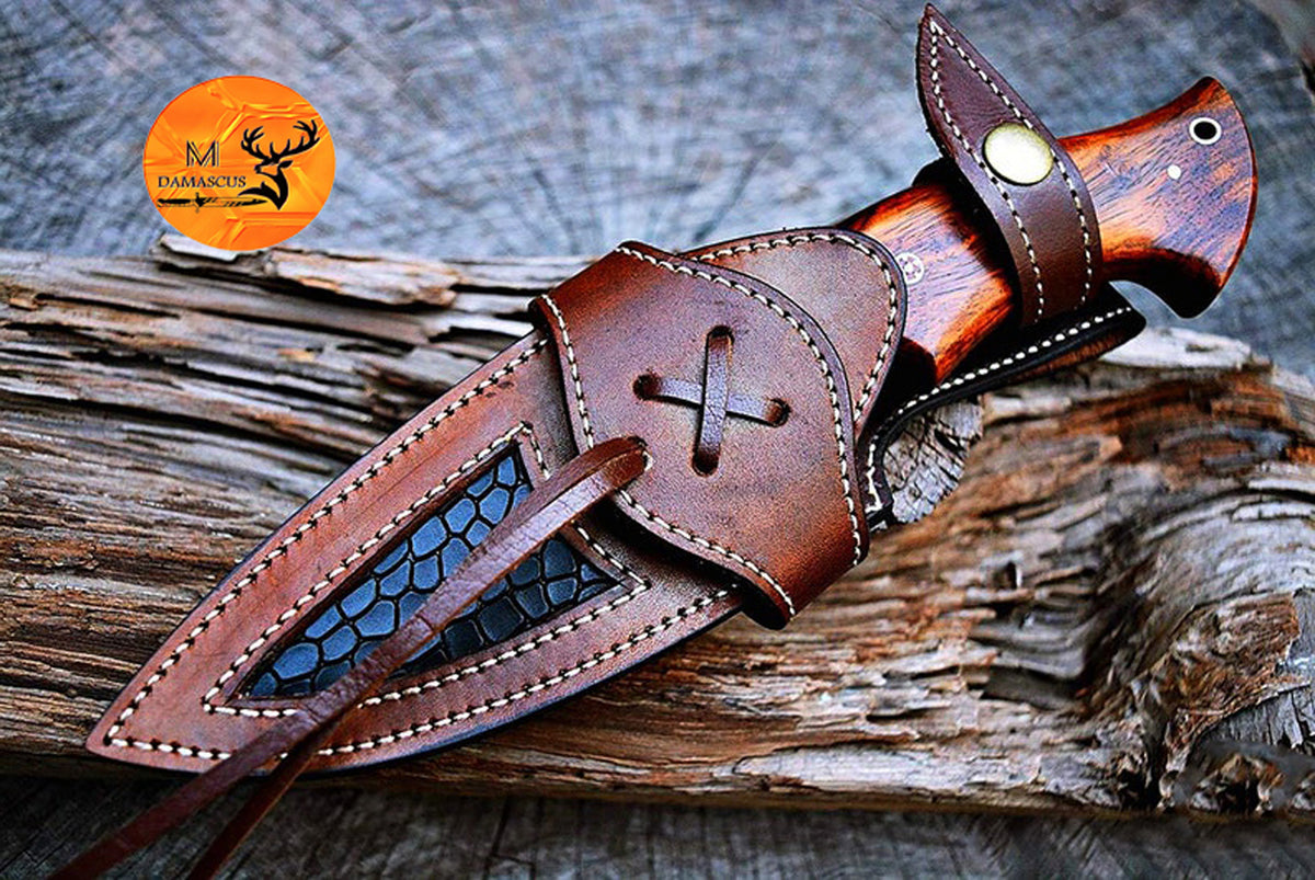 CUSTOM HANDMADE FORGED DAMASCUS STEEL SKINNING KNIFE HUNTING BOWIE KNIFE SURVIVAL EDC 2170