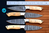 CUSTOM HANDMADE FORGED DAMASCUS STEEL STEAK KNIFE SET CHEF KNIFE SET KITCHEN KNIVES SET 2705