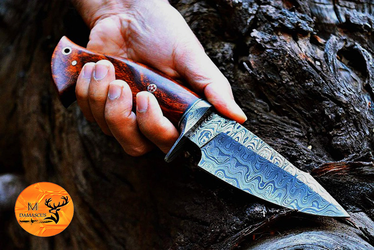 CUSTOM HANDMADE FORGED DAMASCUS STEEL SKINNING KNIFE HUNTING BOWIE KNIFE SURVIVAL EDC 2170