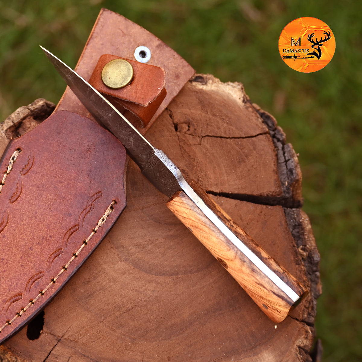 CUSTOM HANDMADE FORGED DAMASCUS STEEL BOOT KNIFE THROWING HUNTING KNIFE EDC WOOD HANDLE 867