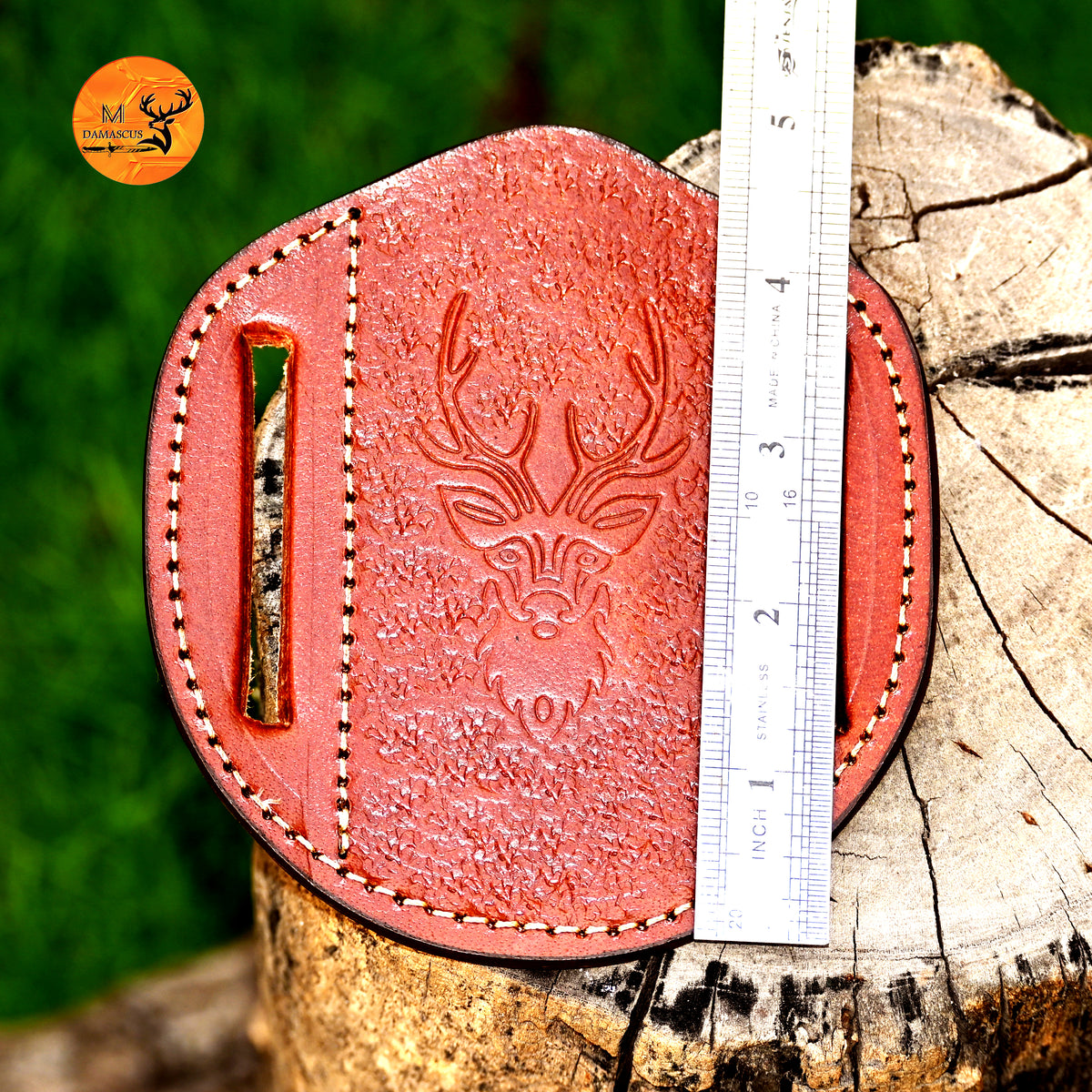 CUSTOM HANDMADE ENGRAVED LEATHER SHEATH FOR FOLDING BLADE KNIFE SURVIVAL EVERYDAY CARRY 2766