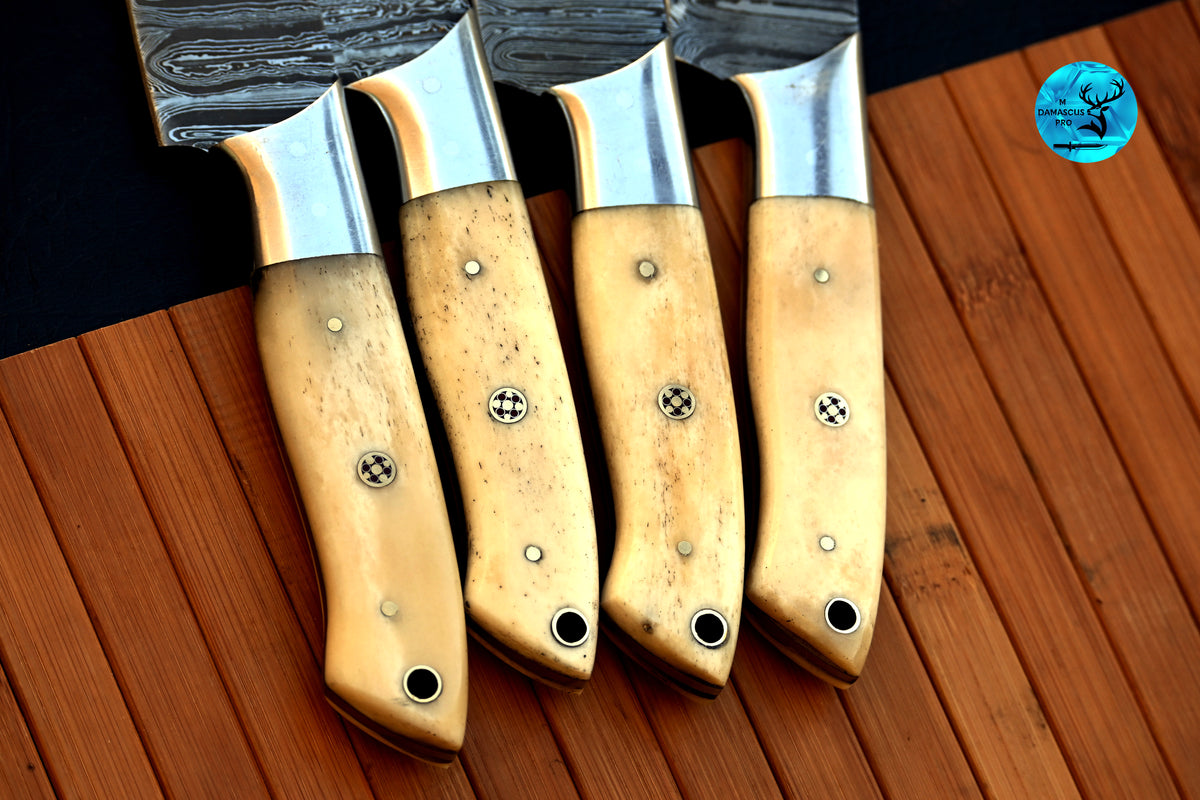 CUSTOM HANDMADE FORGED DAMASCUS STEEL STEAK KNIFE SET CHEF KNIFE SET KITCHEN KNIVES SET 2705