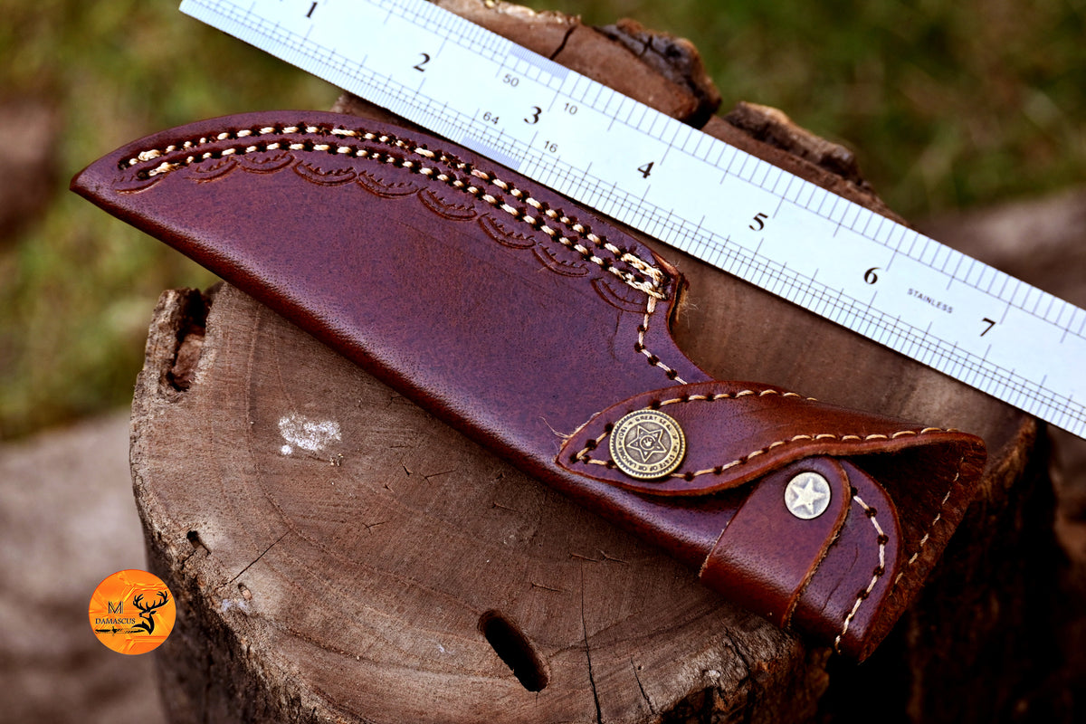 CUSTOM HANDMADE COW LEATHER SHEATH FOR FIXED BLADE KNIFE SURVIVAL EVERYDAY CARRY 2723