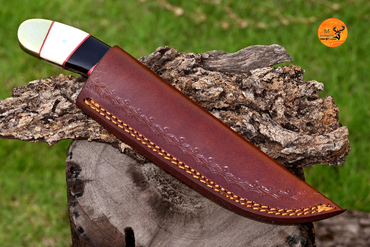 CUSTOM HANDMADE FORGED DAMASCUS STEEL SKINNING KNIFE HUNTING BOWIE SURVIVAL KNIFE EDC 2754