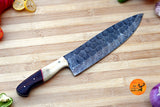 Chef Knife Custom Made Hand Forged Damascus Steel Utility Kitchen Knife With Wood Handle 2657