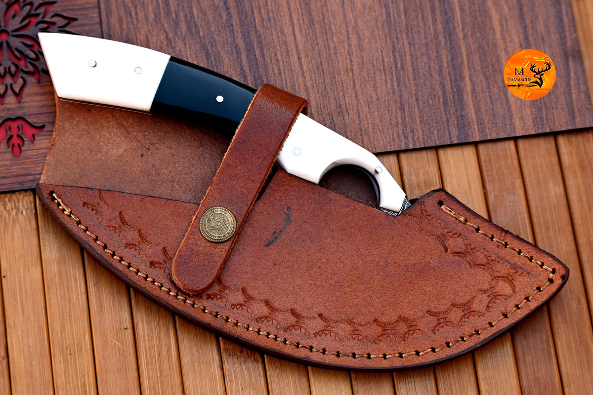 Ulu Knife Custom Made Hand Forged Damascus Steel Chef Kitchen Knife Pizza Cutter With Resin Handle 2698