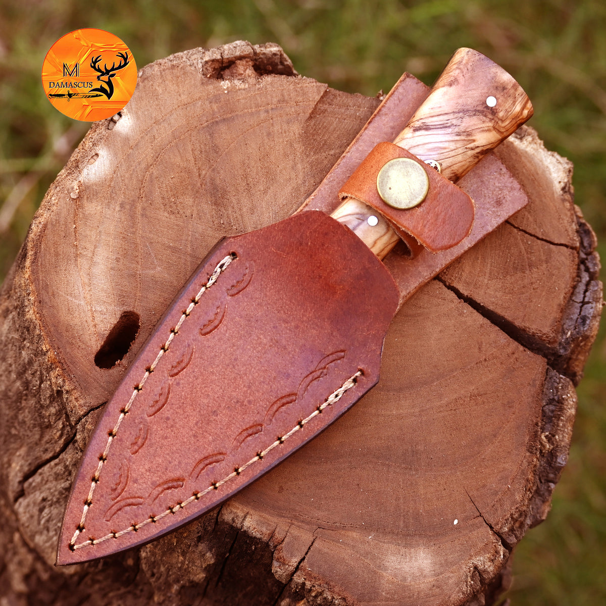 CUSTOM HANDMADE FORGED DAMASCUS STEEL BOOT KNIFE THROWING HUNTING KNIFE EDC WOOD HANDLE 867