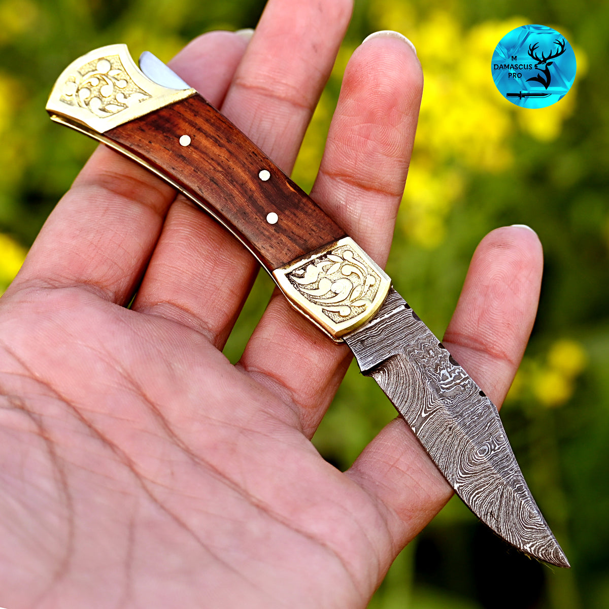 CUSTOM MADE POCKET KNIFE HAND FORGED DAMASCUS STEEL FOLDING BLADE KNIFE SKINNING HUNTING SURVIVAL EVARYDAY CARRY 1252