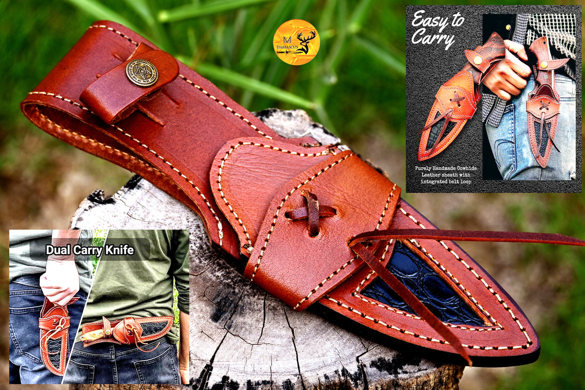 CUSTOM HANDMADE FULL ENGRAVED LEATHER SHEATH FOR FIXED BLADE KNIFE SURVIVAL EDC 2756