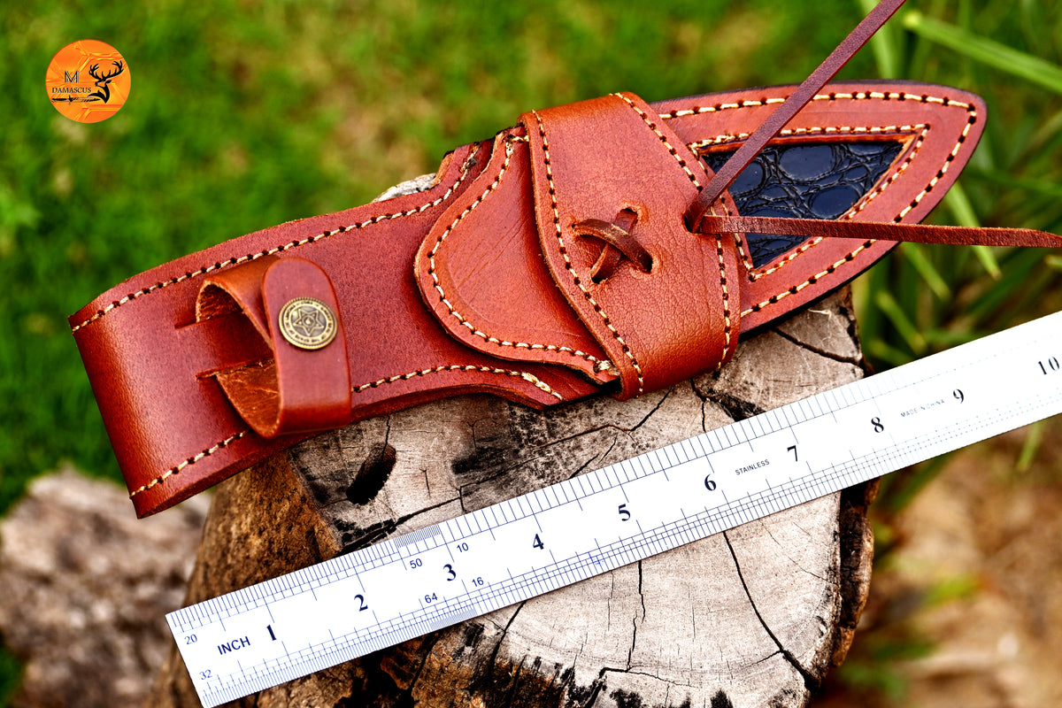 CUSTOM HANDMADE FULL ENGRAVED LEATHER SHEATH FOR FIXED BLADE KNIFE SURVIVAL EDC 2756