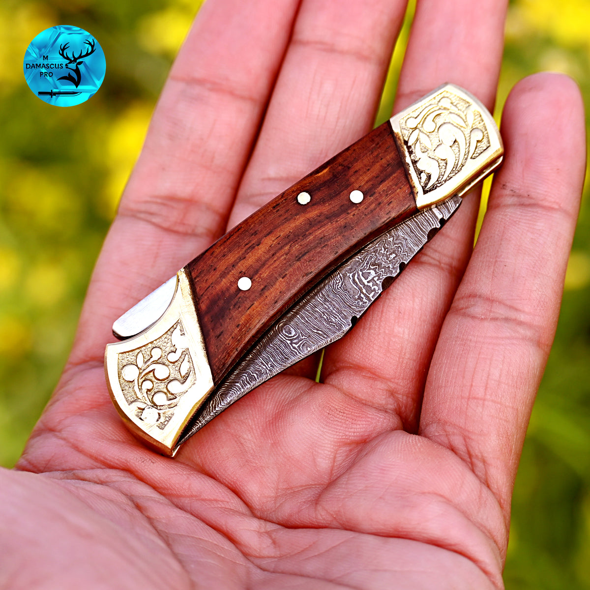 CUSTOM MADE POCKET KNIFE HAND FORGED DAMASCUS STEEL FOLDING BLADE KNIFE SKINNING HUNTING SURVIVAL EVARYDAY CARRY 1252
