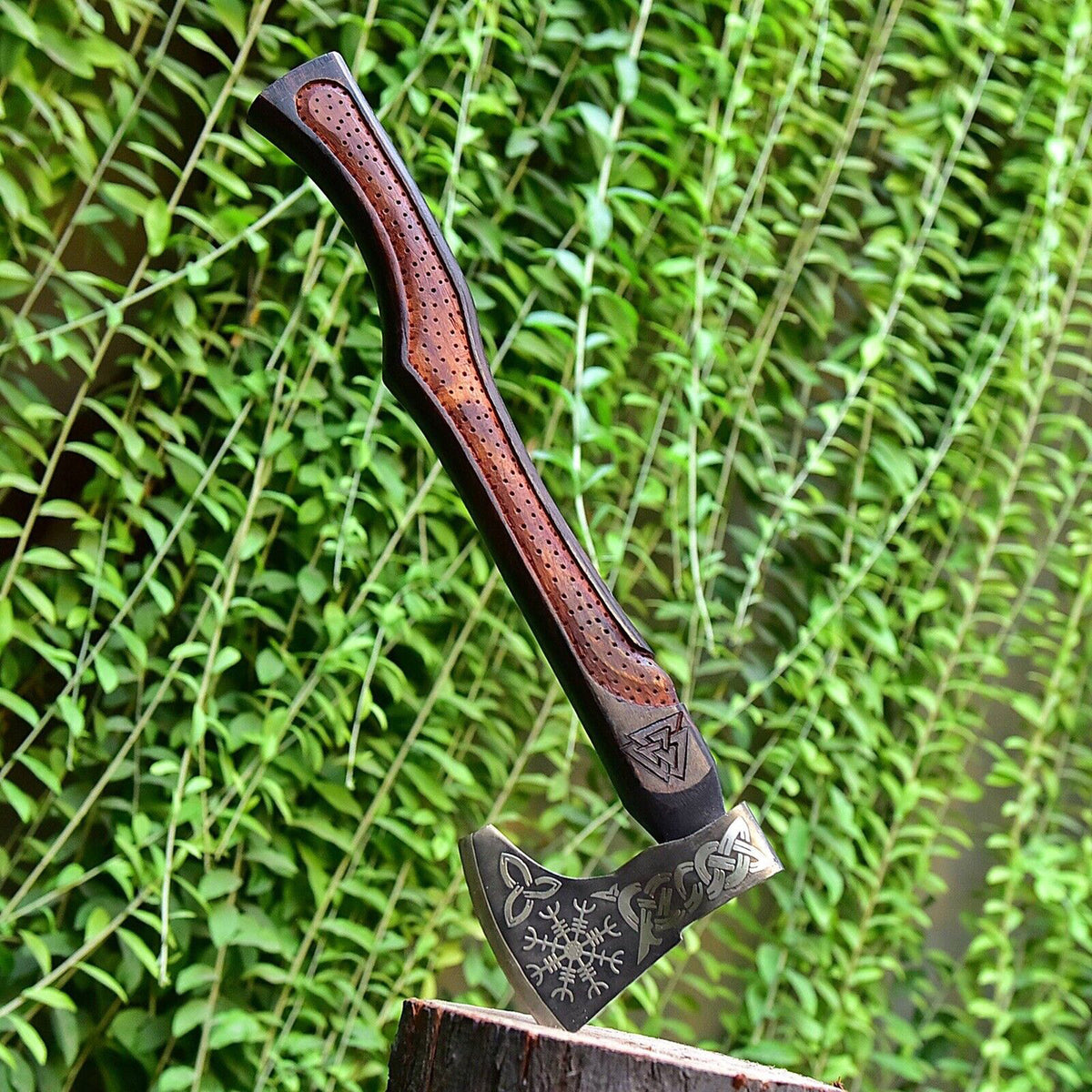 CUSTOM HANDMADE FORGED CARBON STEEL AXE HATCHETS TOMAHAWK VIKING THROWING WOOD HANDLE WITH LEATHER SHEATH