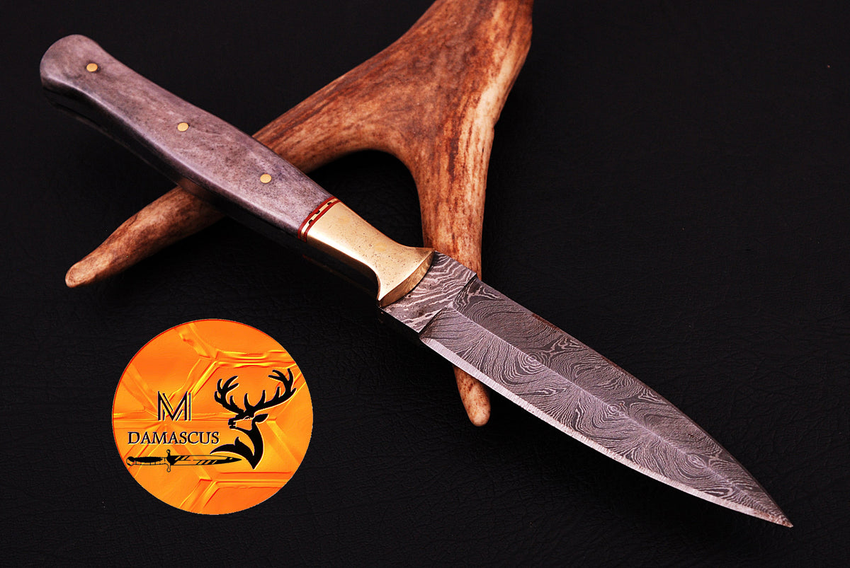 CUSTOM HANDMADE FORGED DAMASCUS STEEL BOOT KNIFE THROWING DAGGER HUNTING KNIFE EDC 676
