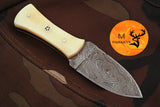 CUSTOM HANDMADE FORGED DAMASCUS STEEL BOOT KNIFE THROWING HUNTING KNIFE EDC CAMEL BONE HANDLE 868
