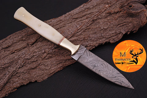 CUSTOM HANDMADE FORGED DAMASCUS STEEL BOOT KNIFE THROWING DAGGER HUNTING KNIFE EDC 864