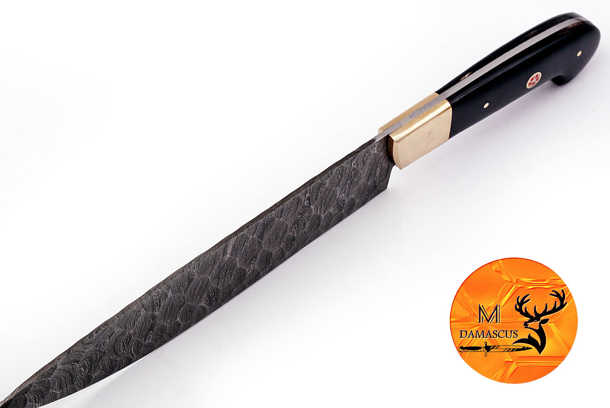 12" Inches Chef Knife Custom Made Hand Forged Damascus Steel Utility Kitchen Knife With Resin Handle 956