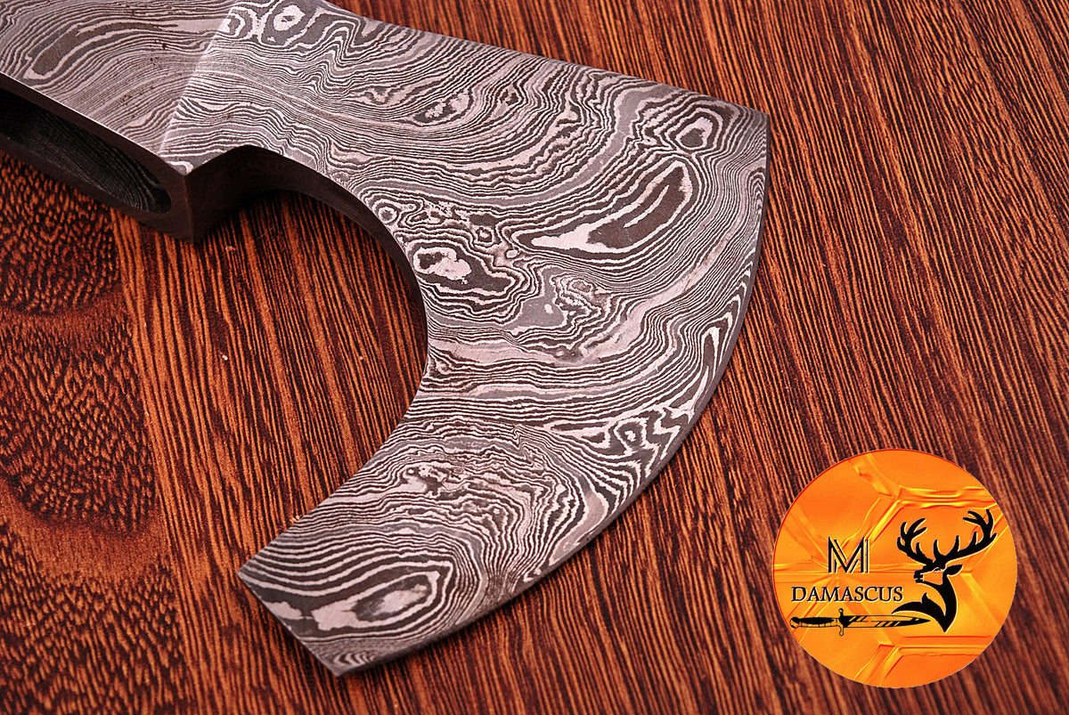 CUSTOM MADE HAND FORGED DAMASCUS STEEL AXE HEAD VIKING HATCHET TOMAHAWK