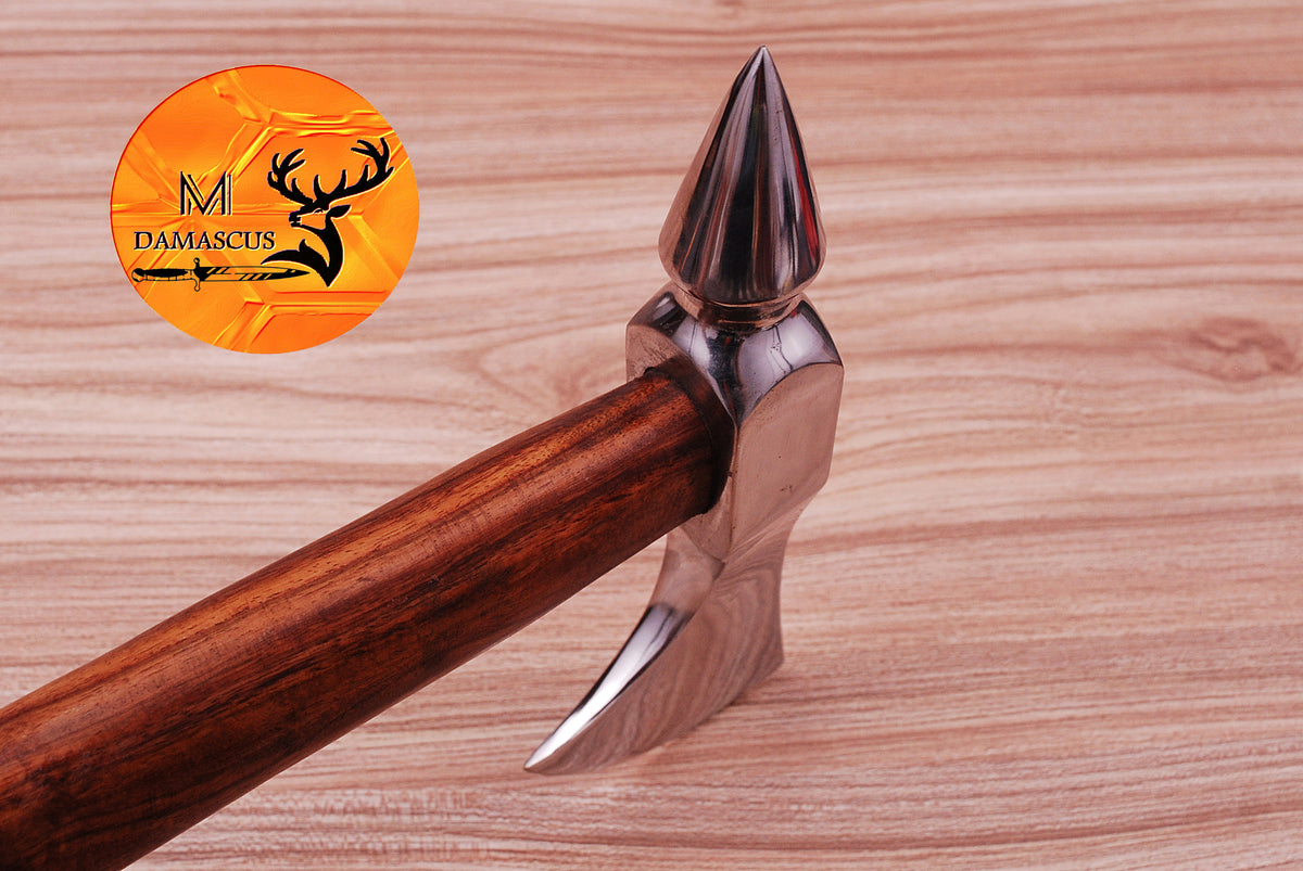 CUSTOM HANDMADE CARBON STEEL AXE HATCHET INTEGRAL VIKING THROWING TOMAHAWK WOOD HANDLE WITH LEATHER SHEATH 635