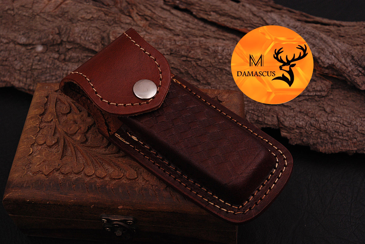 CUSTOM MADE POCKET KNIFE HAND FORGED DAMASCUS STEEL FOLDING BLADE KNIFE