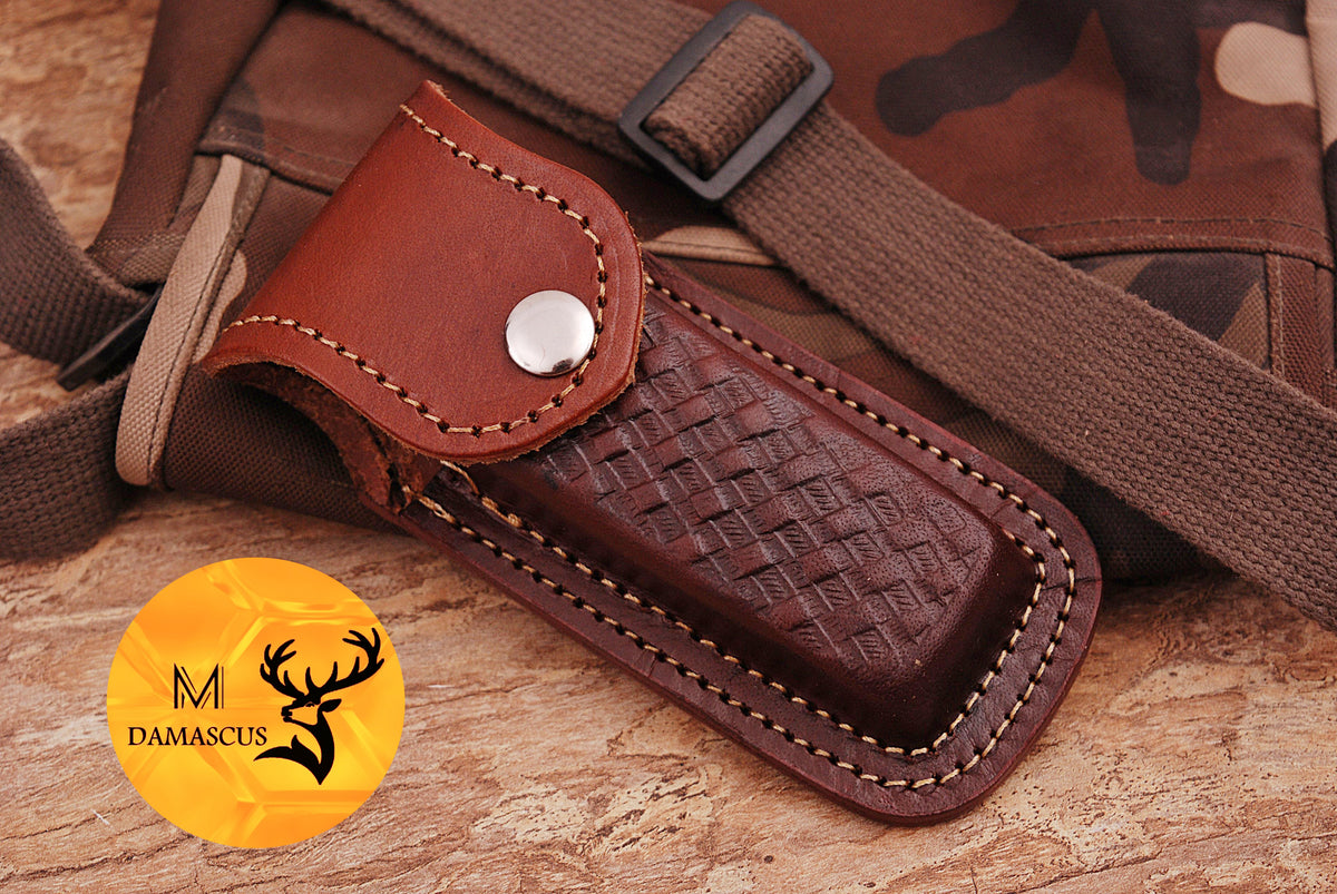 CUSTOM MADE POCKET KNIFE HAND FORGED DAMASCUS STEEL FOLDING BLADE KNIFE