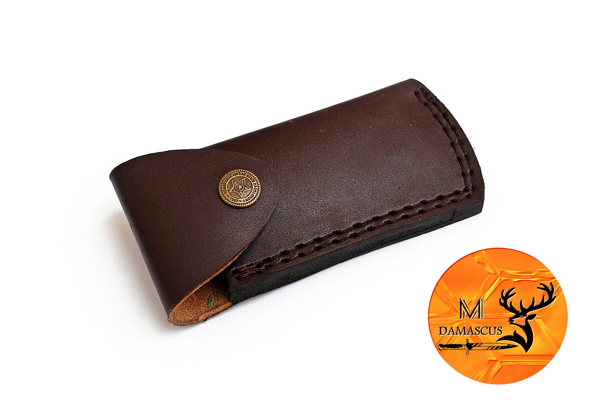 CUSTOM MADE POCKET KNIFE / HAND FORGED DAMASCUS STEEL FOLDING BLADE KNIFE / BULL HORN HANDLE 699