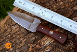 CUSTOM HANDMADE FORGED DAMASCUS STEEL BOOT KNIFE THROWING HUNTING KNIFE EDC WOOD HANDLE 869