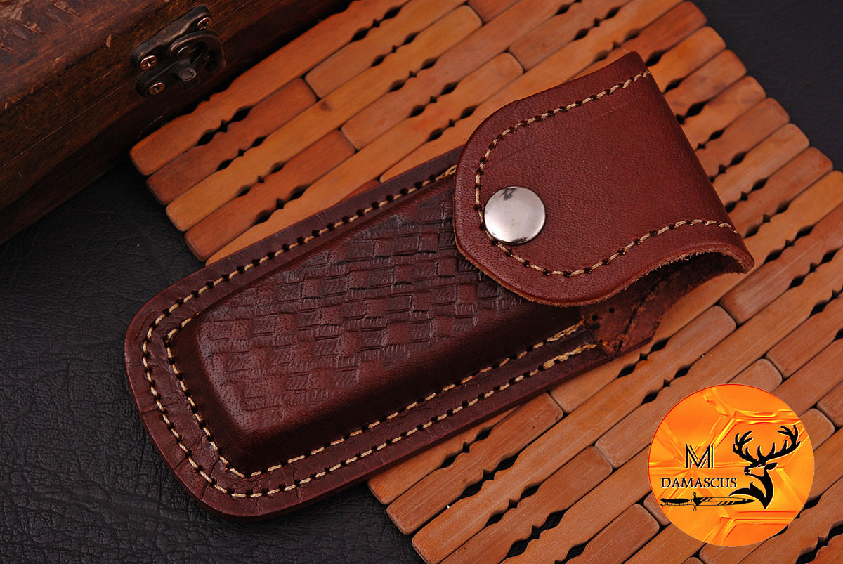 CUSTOM MADE POCKET KNIFE / HAND FORGED DAMASCUS STEEL FOLDING BLADE KNIFE / WOOD HANDLE 962