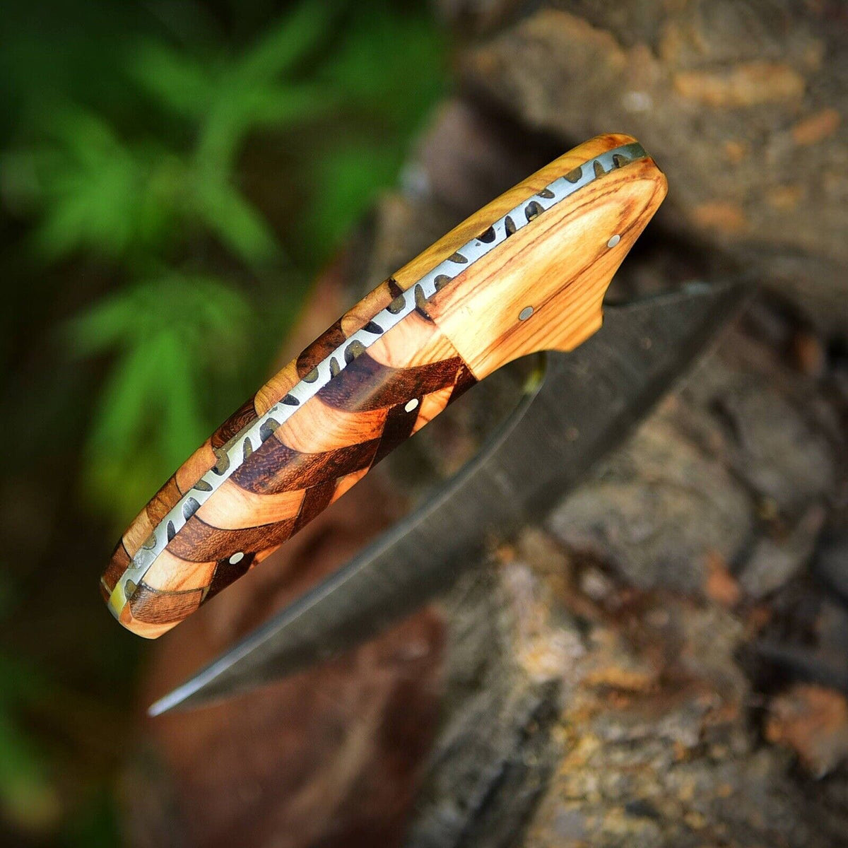 Ulu Knife Custom Made Hand Forged Damascus Steel Chef Kitchen Knife Pizza Cutter With Wood Handle 1933