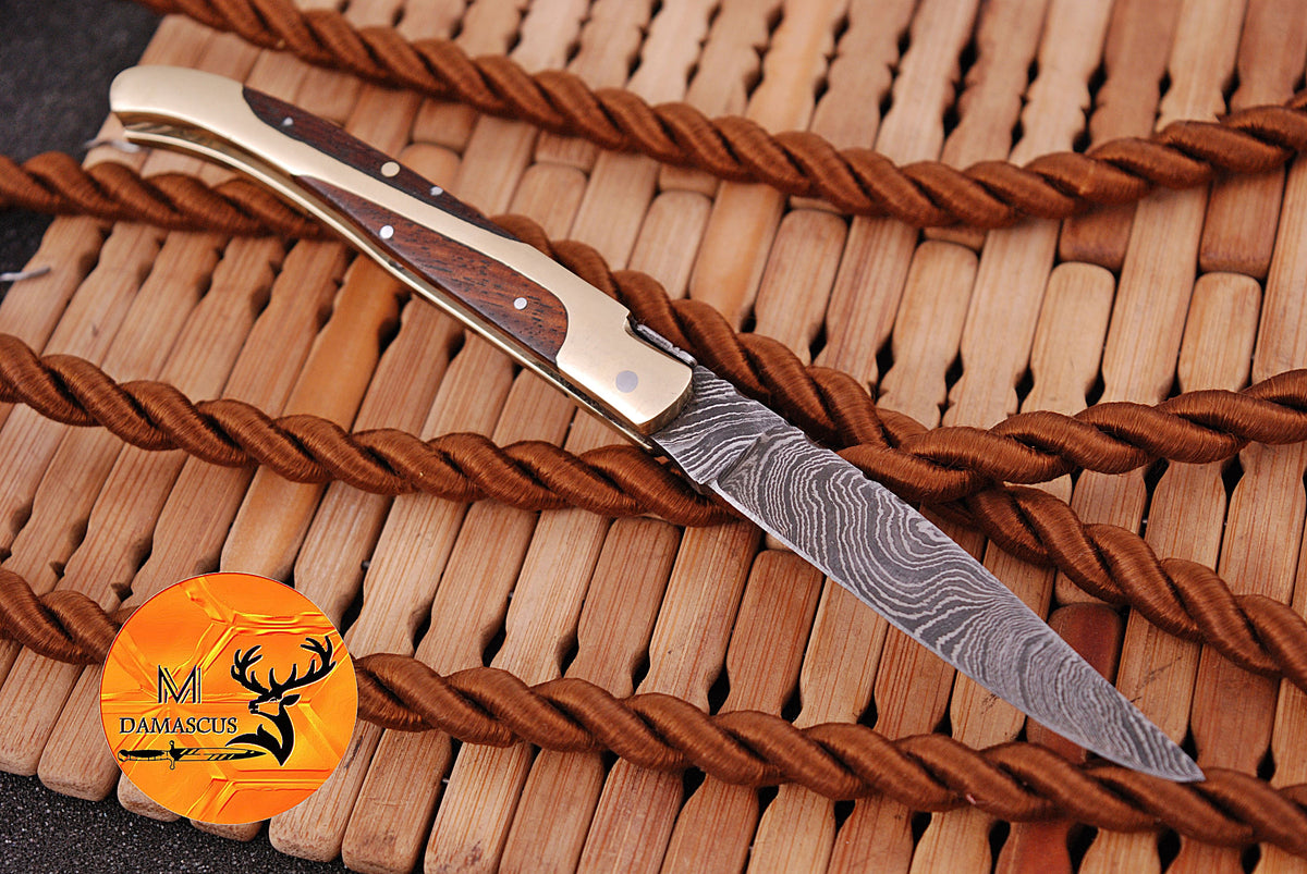 CUSTOM MADE FORGED DAMASCUS STEEL FOLDING POCKET KNIFE SKINNING HUNTING SURVIVAL EVERYDAY CARRY KNIFE 1260