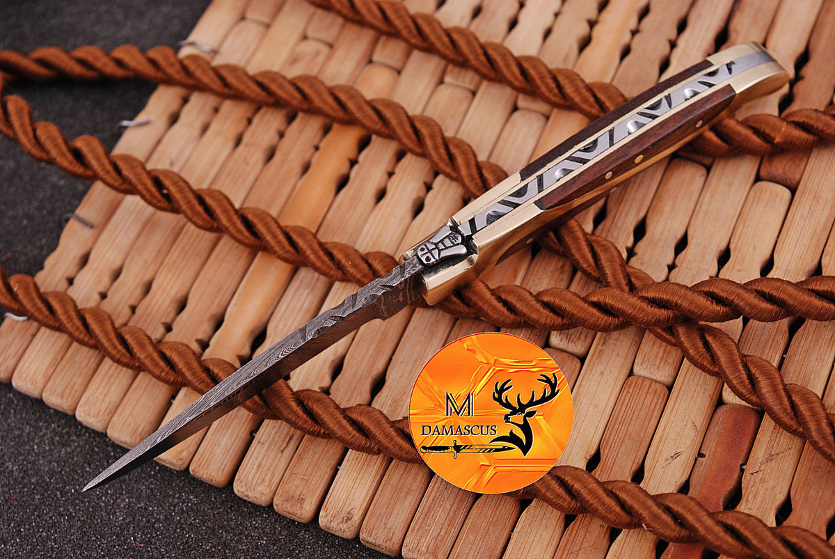 CUSTOM MADE FORGED DAMASCUS STEEL FOLDING POCKET KNIFE SKINNING HUNTING SURVIVAL EVERYDAY CARRY KNIFE 1260