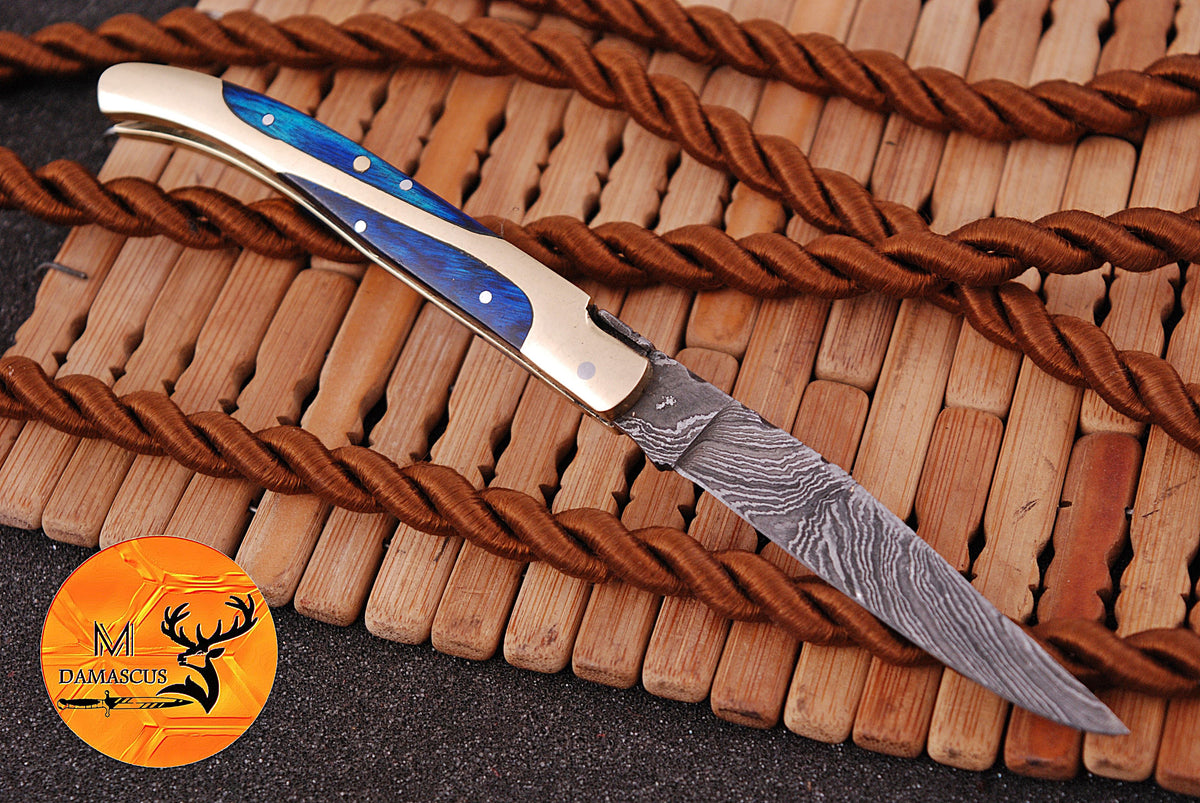 CUSTOM MADE POCKET KNIFE HAND FORGED DAMASCUS STEEL FOLDING BLADE KNIFE SKINNING HUNTING SURVIVAL EVARYDAY CARRY 1259