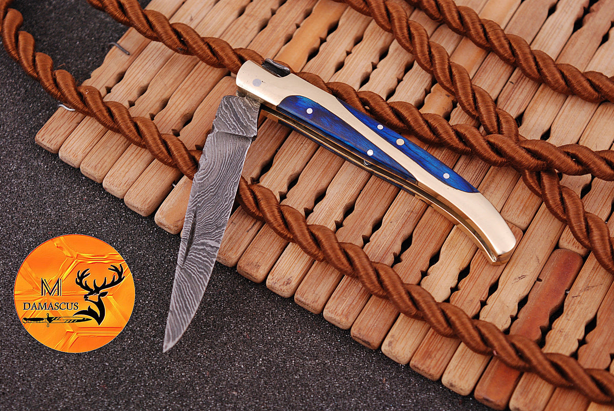 CUSTOM MADE POCKET KNIFE HAND FORGED DAMASCUS STEEL FOLDING BLADE KNIFE SKINNING HUNTING SURVIVAL EVARYDAY CARRY 1259