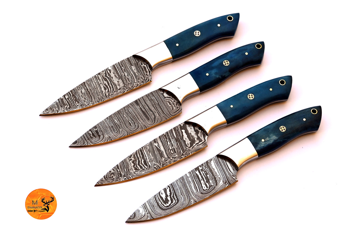 CUSTOM HANDMADE FORGED DAMASCUS STEEL STEAK KNIFE SET CHEF KNIFE SET KITCHEN KNIVES SET 2706