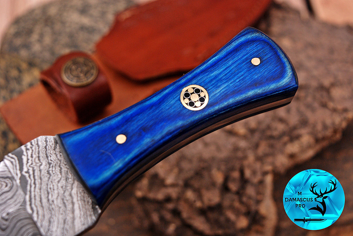 CUSTOM HANDMADE FORGED DAMASCUS STEEL BOOT KNIFE THROWING HUNTING KNIFE EDC WOOD HANDLE 1705