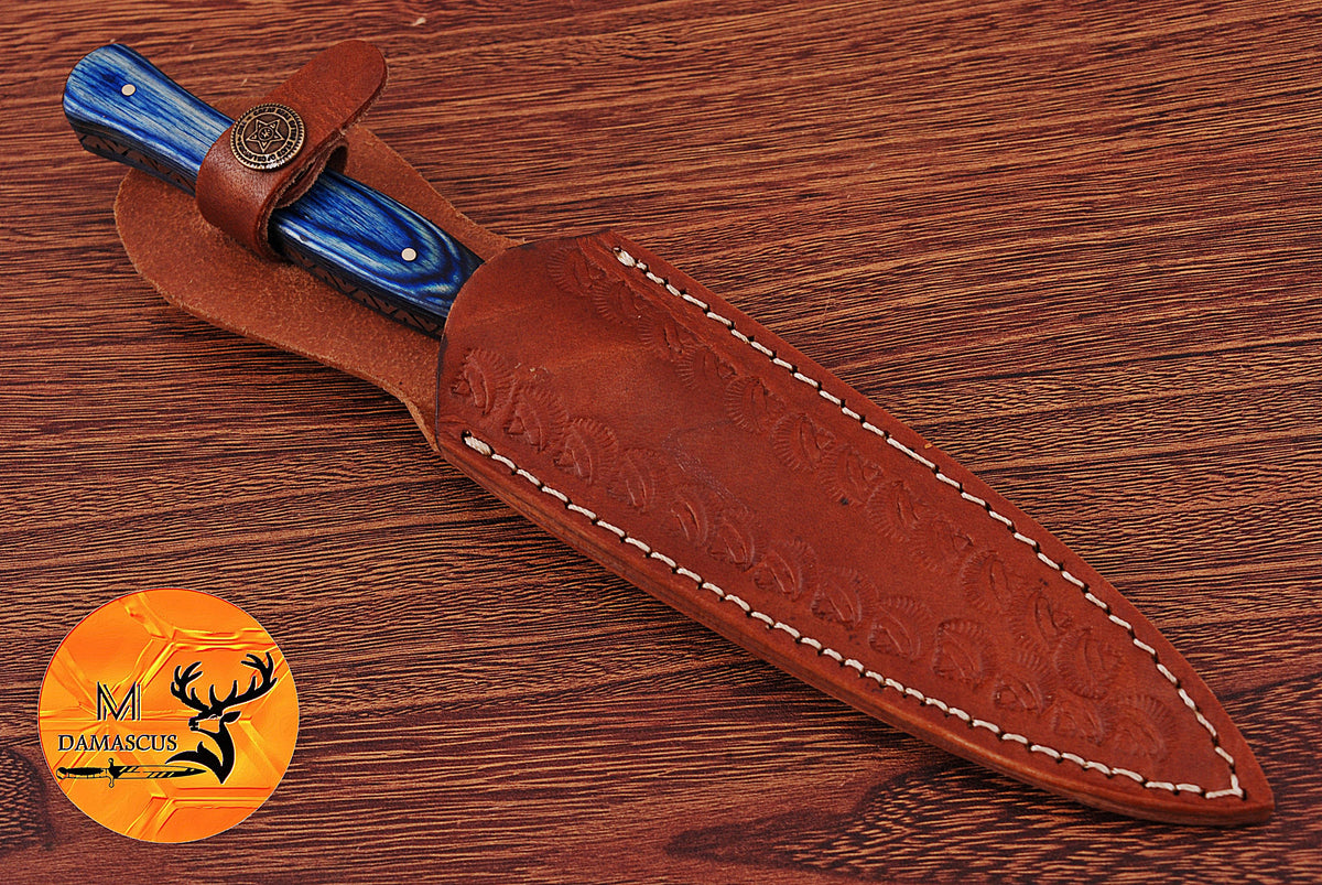 CUSTOM HANDMADE FORGED DAMASCUS STEEL BOOT KNIFE THROWIG HUNTING KNIFE EDC 1267