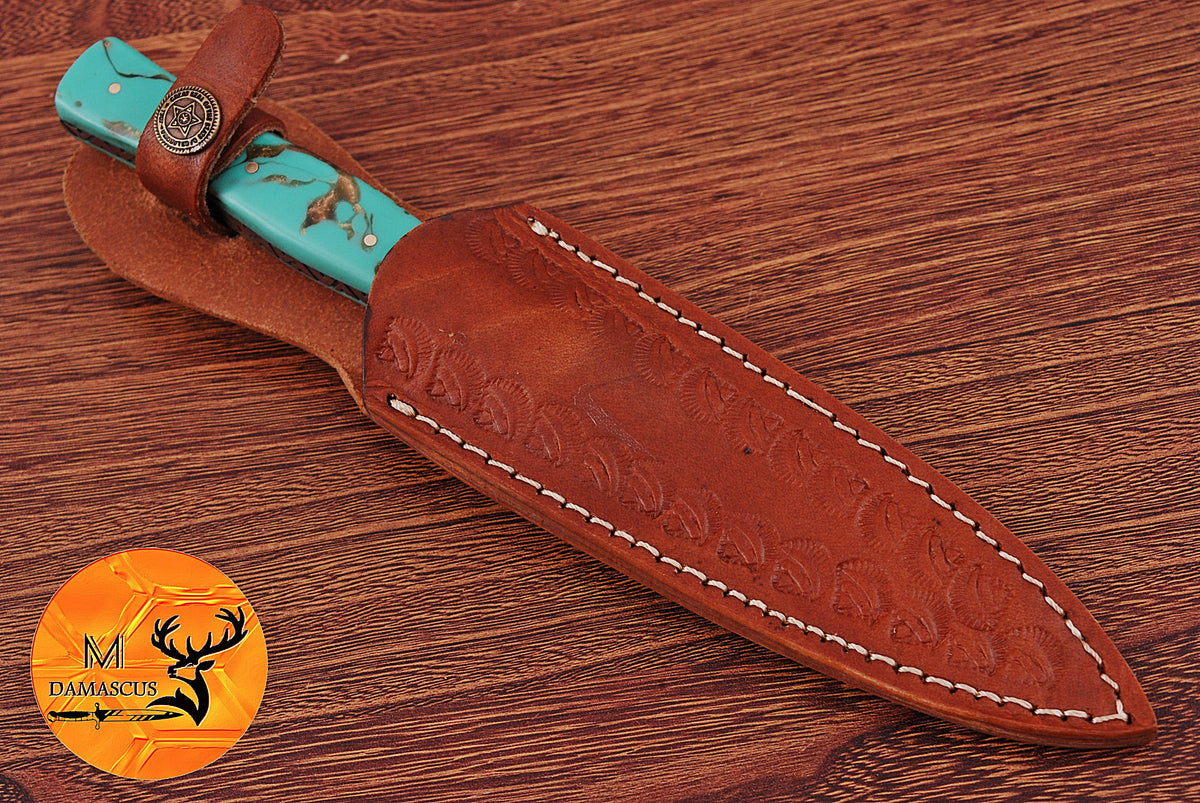 CUSTOM HANDMADE FORGED DAMASCUS STEEL BOOT KNIFE THROWING DAGGER HUNTING KNIFE EDC 863