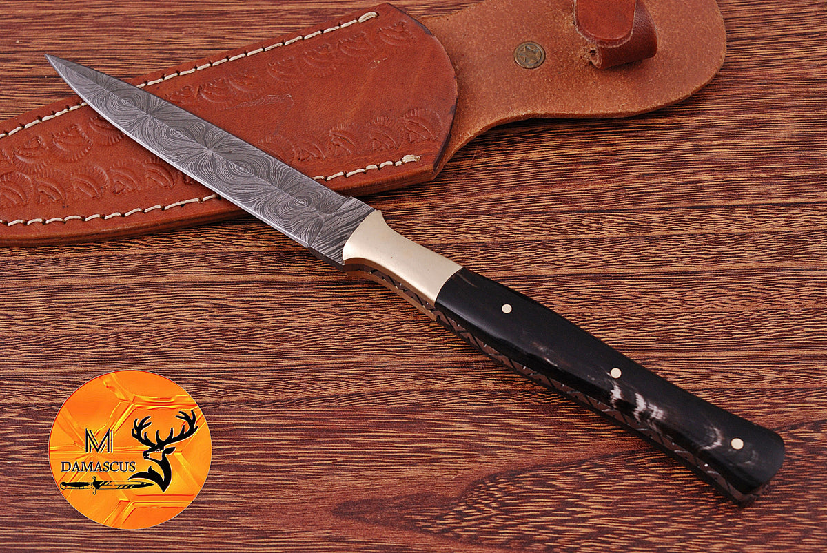 CUSTOM HANDMADE FORGED DAMASCUS STEEL BOOT KNIFE THROWIG HUNTING KNIFE EDC 1270