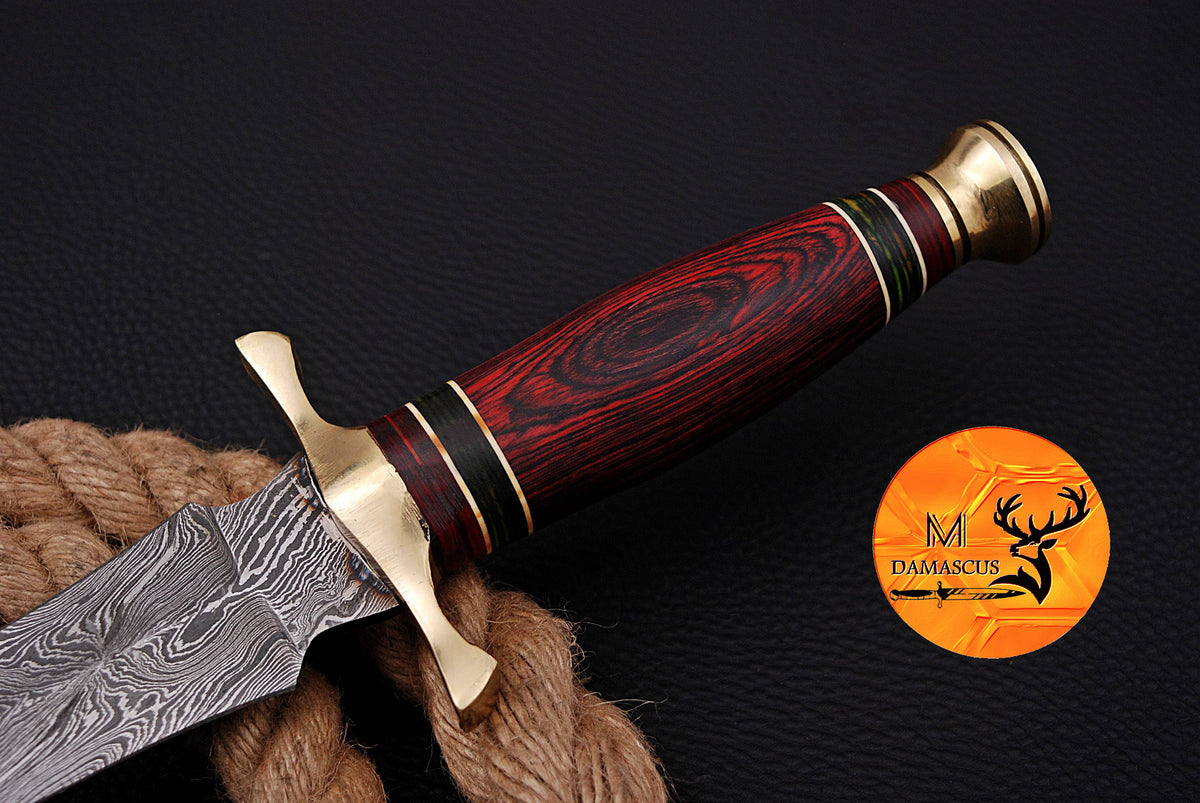 19" INCHES CUSTOM HANDMADE FORGED DAMASCUS STEEL VIKING SWORD WITH WOOD & BRASS GUARD HANDLE 1703