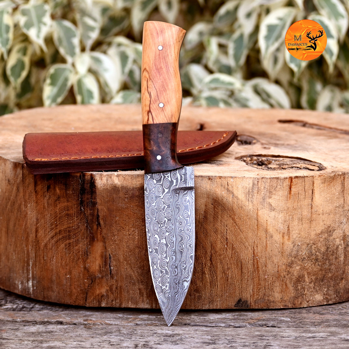 CUSTOM HANDMADE FORGED DAMASCUS STEEL SKINNING KNIFE HUNTING BOWIE SURVIVAL KNIFE EDC 2676