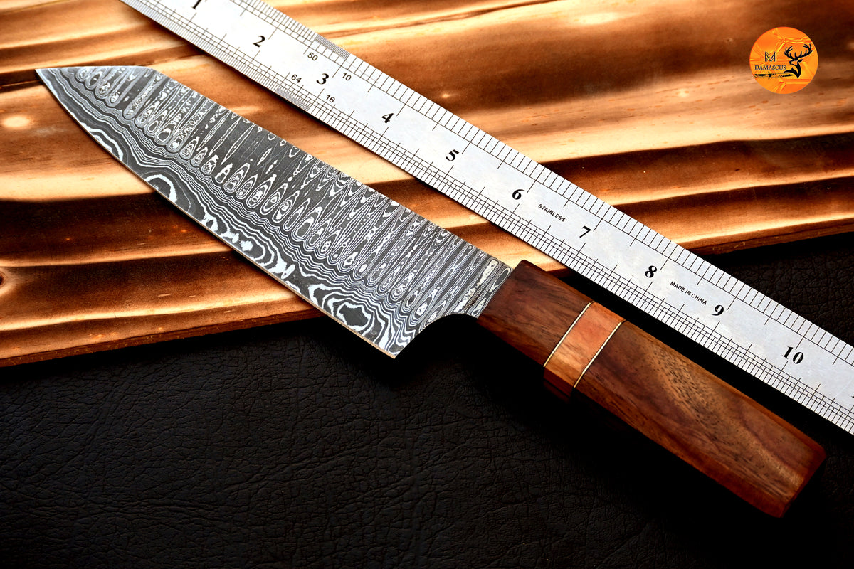 Chef Knife Custom Made Hand Forged Damascus Steel Utility Kitchen Knife With Wood Handle 2735