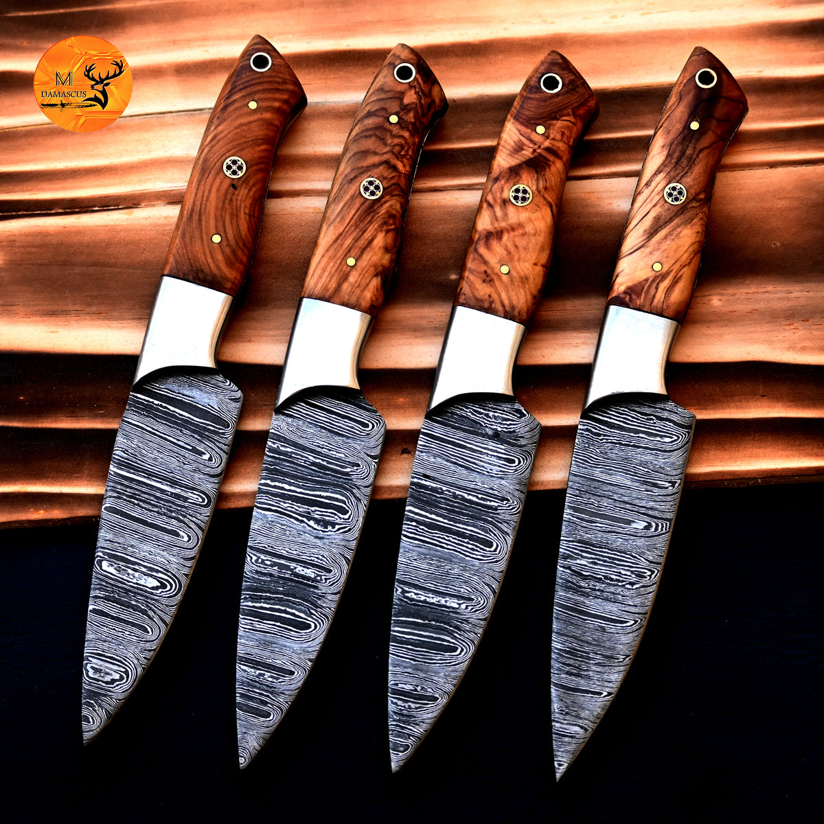 CUSTOM HANDMADE FORGED DAMASCUS STEEL STEAK KNIFE SET CHEF KNIFE SET KITCHEN KNIVES SET 2719