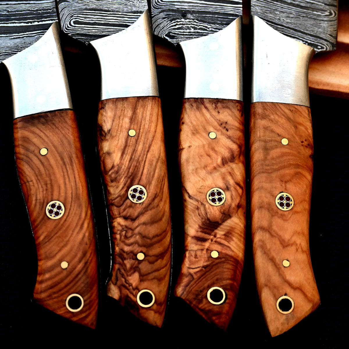 CUSTOM HANDMADE FORGED DAMASCUS STEEL STEAK KNIFE SET CHEF KNIFE SET KITCHEN KNIVES SET 2719