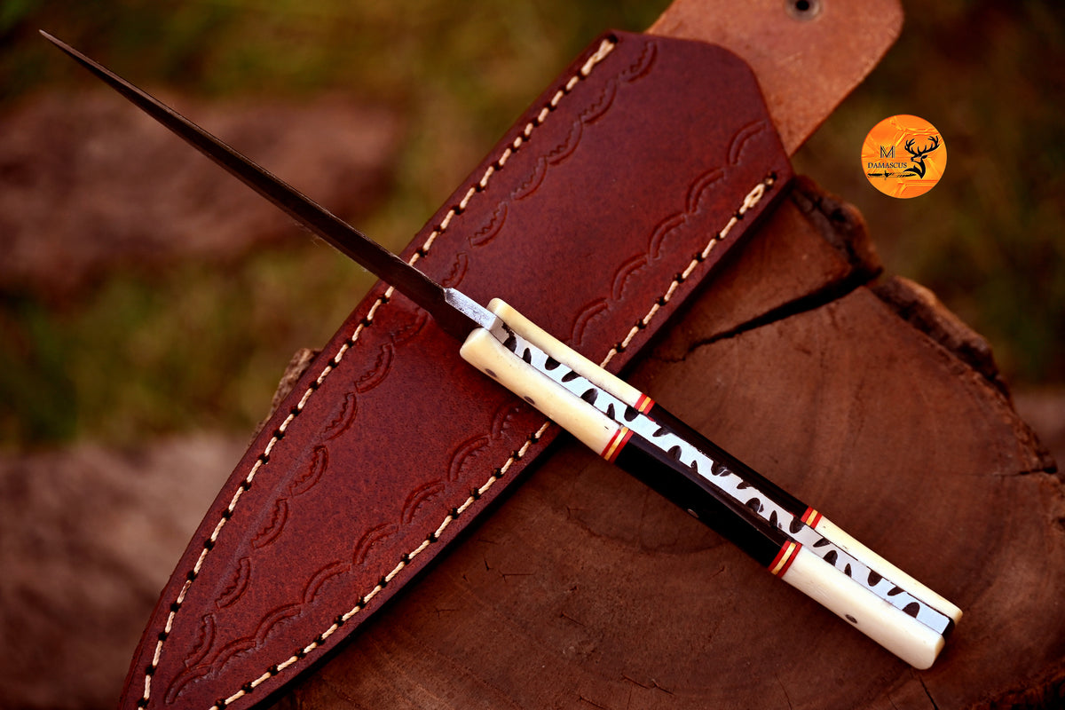 CUSTOM HANDMADE FORGED DAMASCUS STEEL BOOT KNIFE THROWIG HUNTING KNIFE EDC 2722