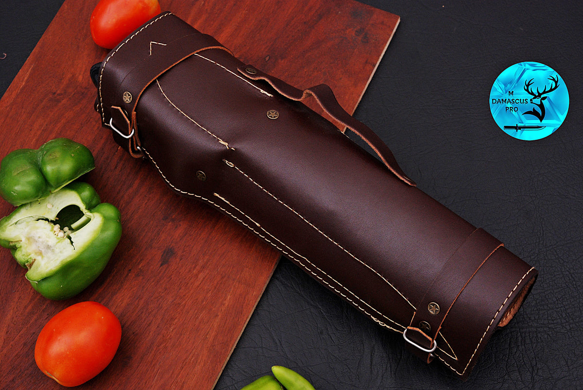 CUSTOM MADE CHEF KNIFE SET HAND FORGED DAMASCUS STEEL KITCHEN KNIVES SET WITH WOOD HANDLE