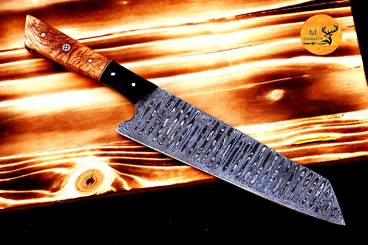 Chef Knife Custom Made Hand Forged Damascus Steel Utility Kitchen Knife With Wood Handle 2745