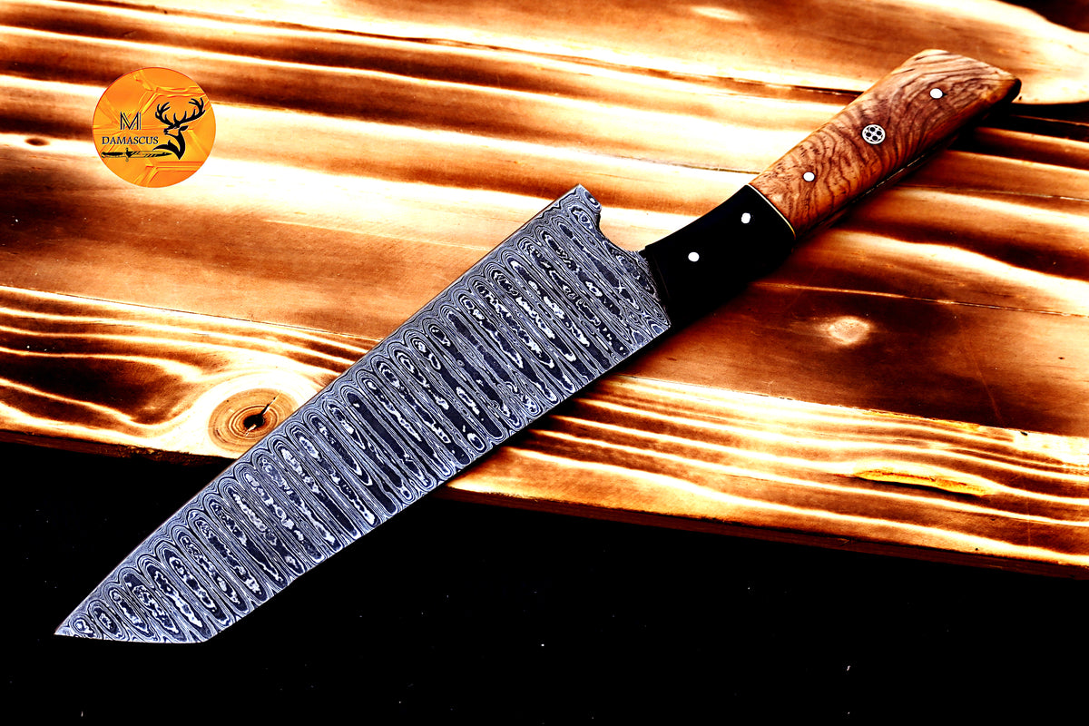 Chef Knife Custom Made Hand Forged Damascus Steel Utility Kitchen Knife With Wood Handle 2745