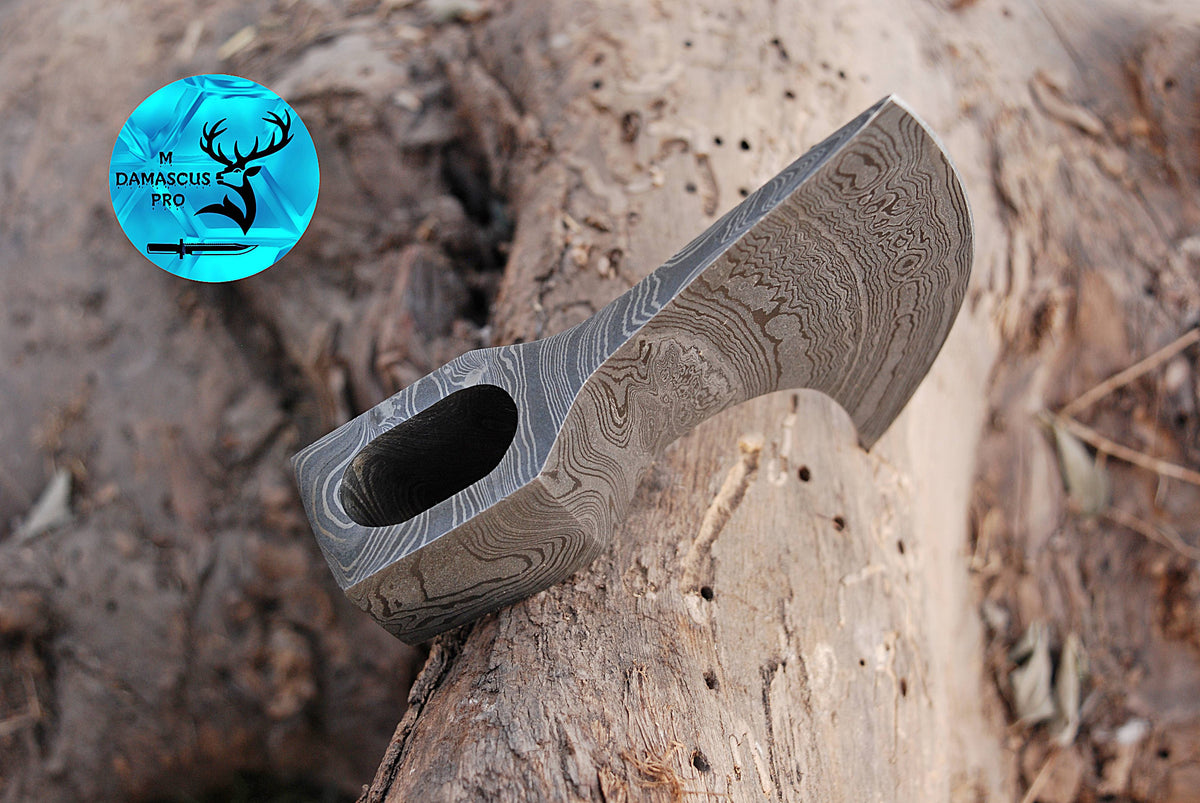 CUSTOM MADE HAND FORGED DAMASCUS STEEL AXE HEAD VIKING HATCHET TOMAHAWK